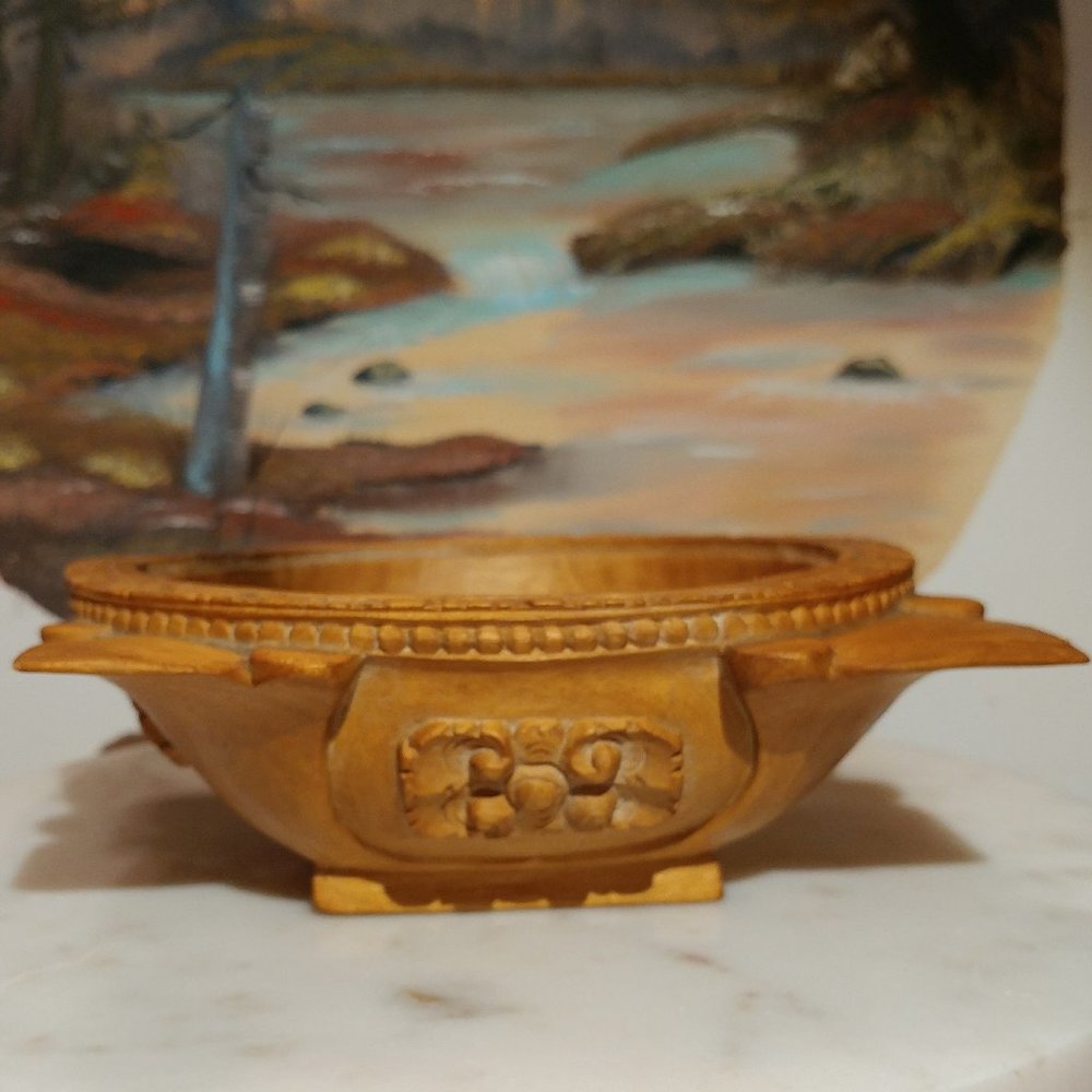 SMALL GRECIAN CARVED WOOD BOWL